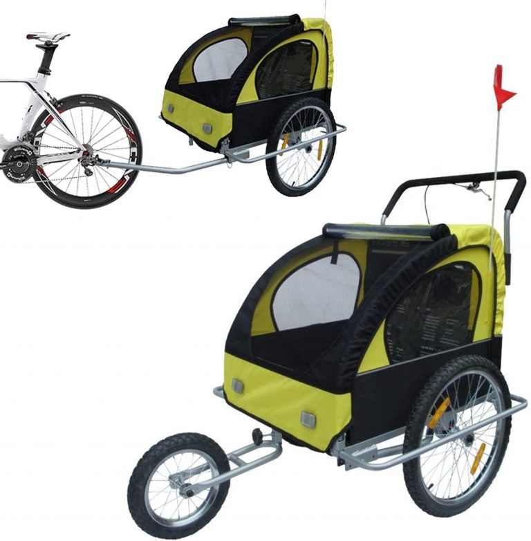 Remolque de Bicicleta para Niños de 2 Plazas con Amortiguadores